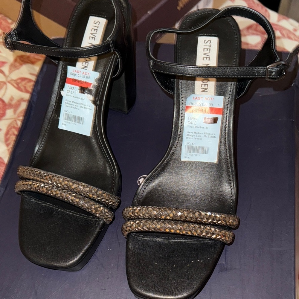 Steve Madden Black and silver Heeled Sandals